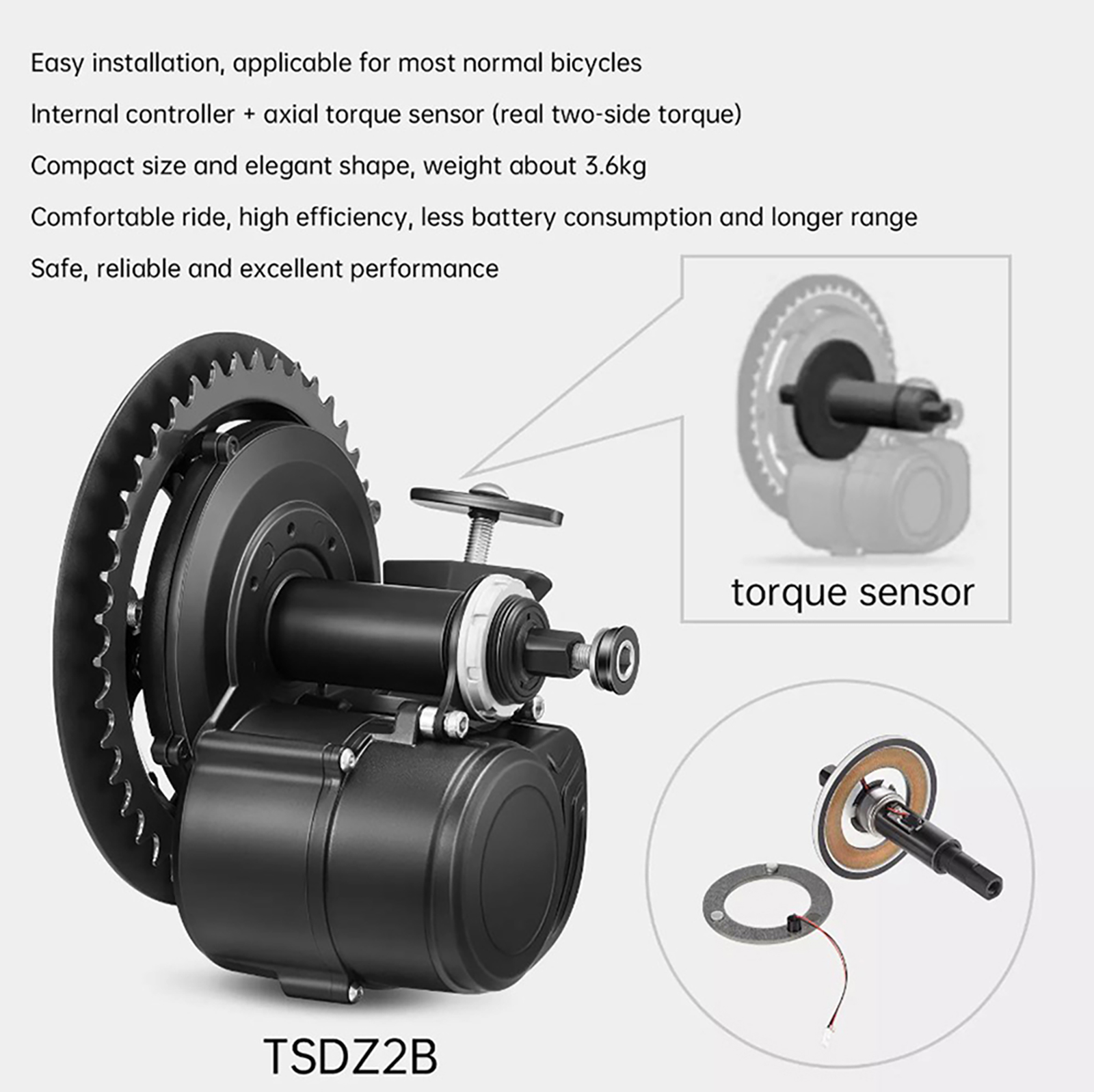 Tongsheng TSDZ2B BB 120 مللي م - مراجعة High Torque Brushless Mid Motor Kit وسعره